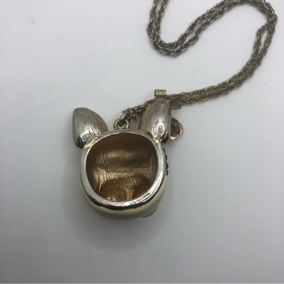 BETSEY Johnson Black & White Enamel French Bulldog Necklace 20” + 1.6” Pendant - Picture 3 of 5